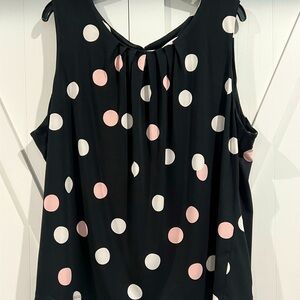 Pink and white polkadot sleeveless Calvin Klein Top